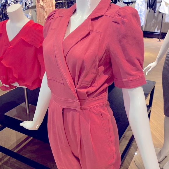 Puff sleeve wrap front denim jumpsuit - Picture 3 of 8